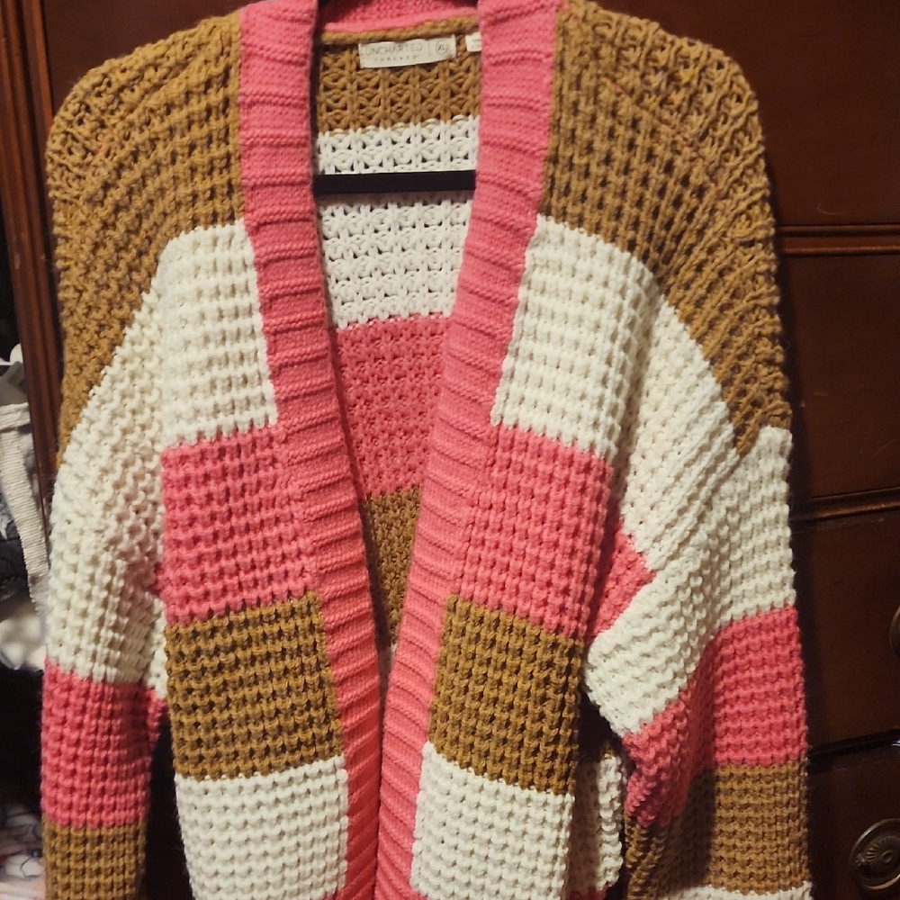 Cozy Pink and Brown Women's Cardigan